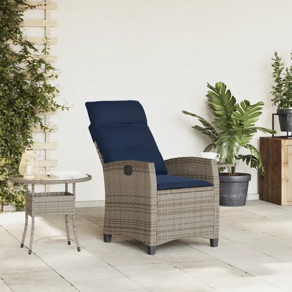 Sedia Reclinabile da Giardino con Tavolino Grigio Polyrattan 4108273