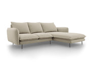 Cosmopolitan Design - Divano angolare destro "Vienna" 5 posti in tessuto strutturato beige 