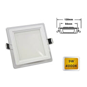 Trade Shop - Pannello Led Slim Incasso Bordo Vetro Quadrato 9w Luce 6500k 3000k 4000k P-94eq - -bianco Naturale      -