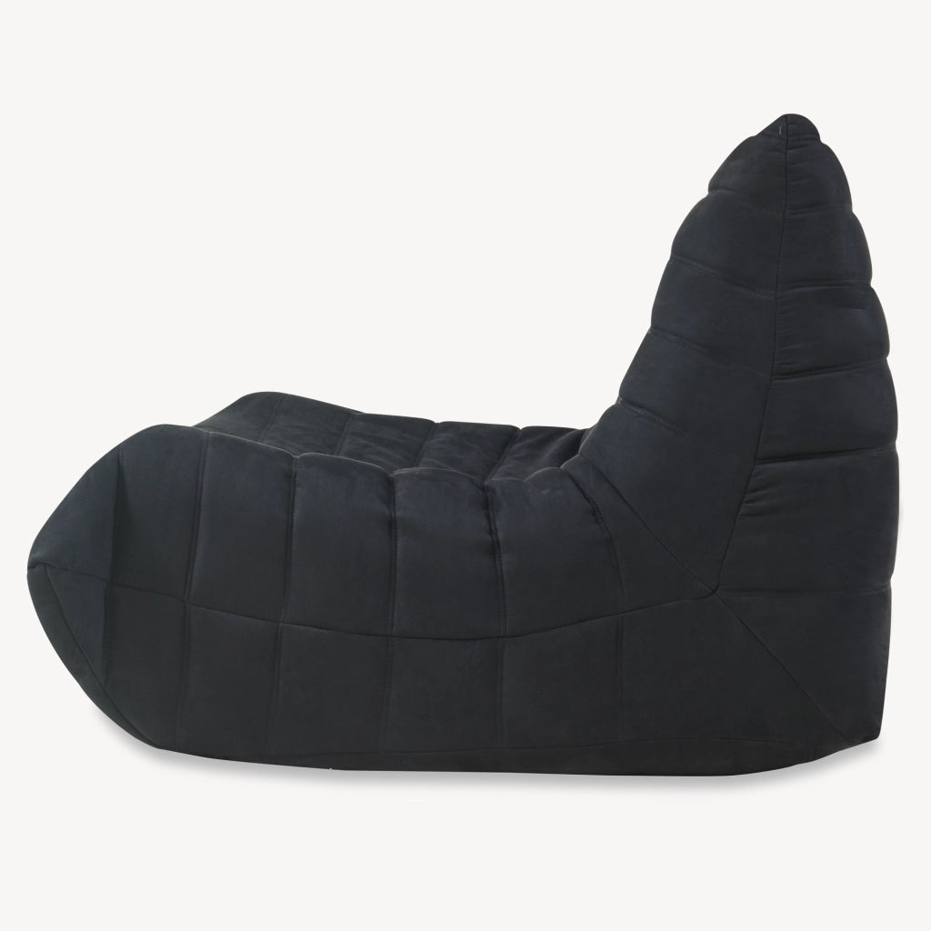 Poltrona Bassa Imbottita Kodsø con Rivestimento in Microfibra 75x90x100 cm - Nero [en.casa]