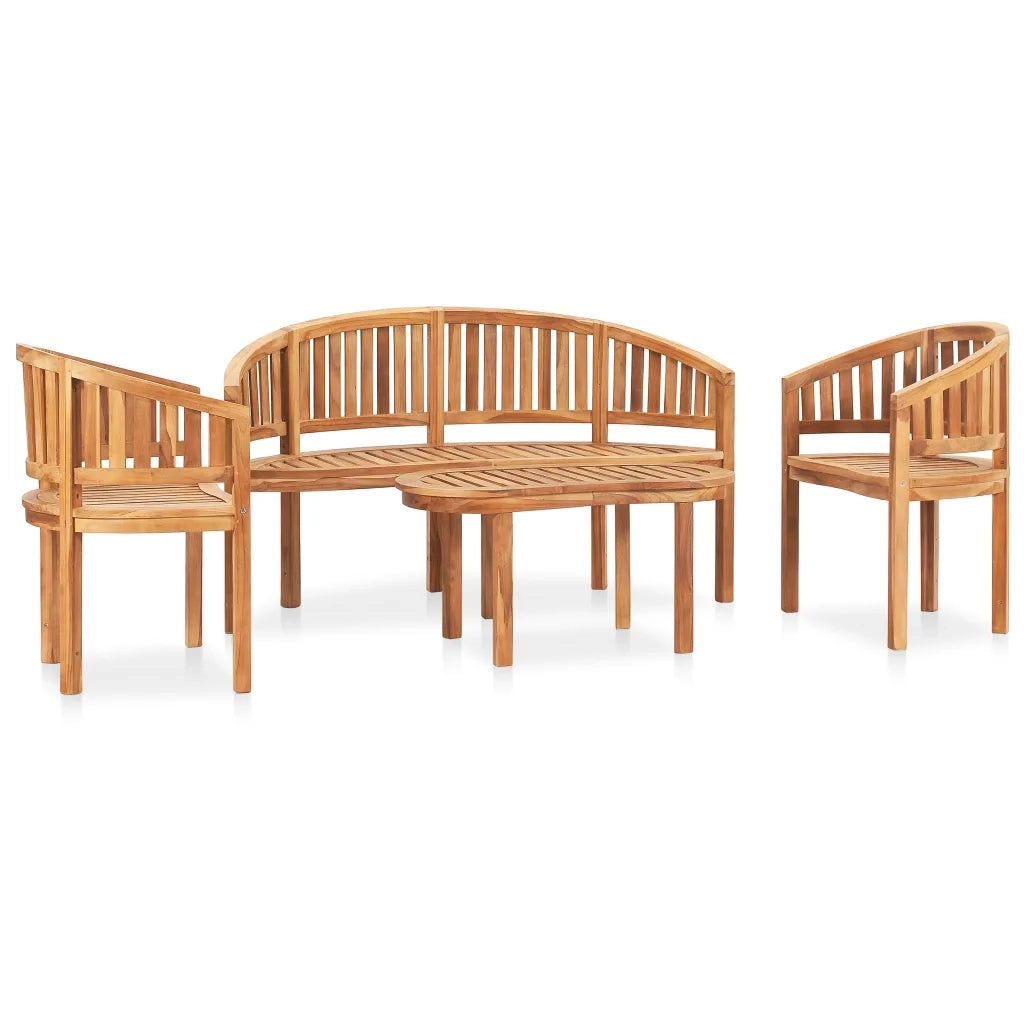 Set Salotto da Giardino 4 pz Design Curvo in Massello di Teak cod mxl 35709