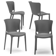 Set 4 sedie in polipropilene JUMBO, 100% MADE IN ITALY, impilabile, resistente ai raggi UV, design moderno, ideale per sala da pranzo, cucina, sala d’attesa, bar, ristoranti o giardino, colore Grigio