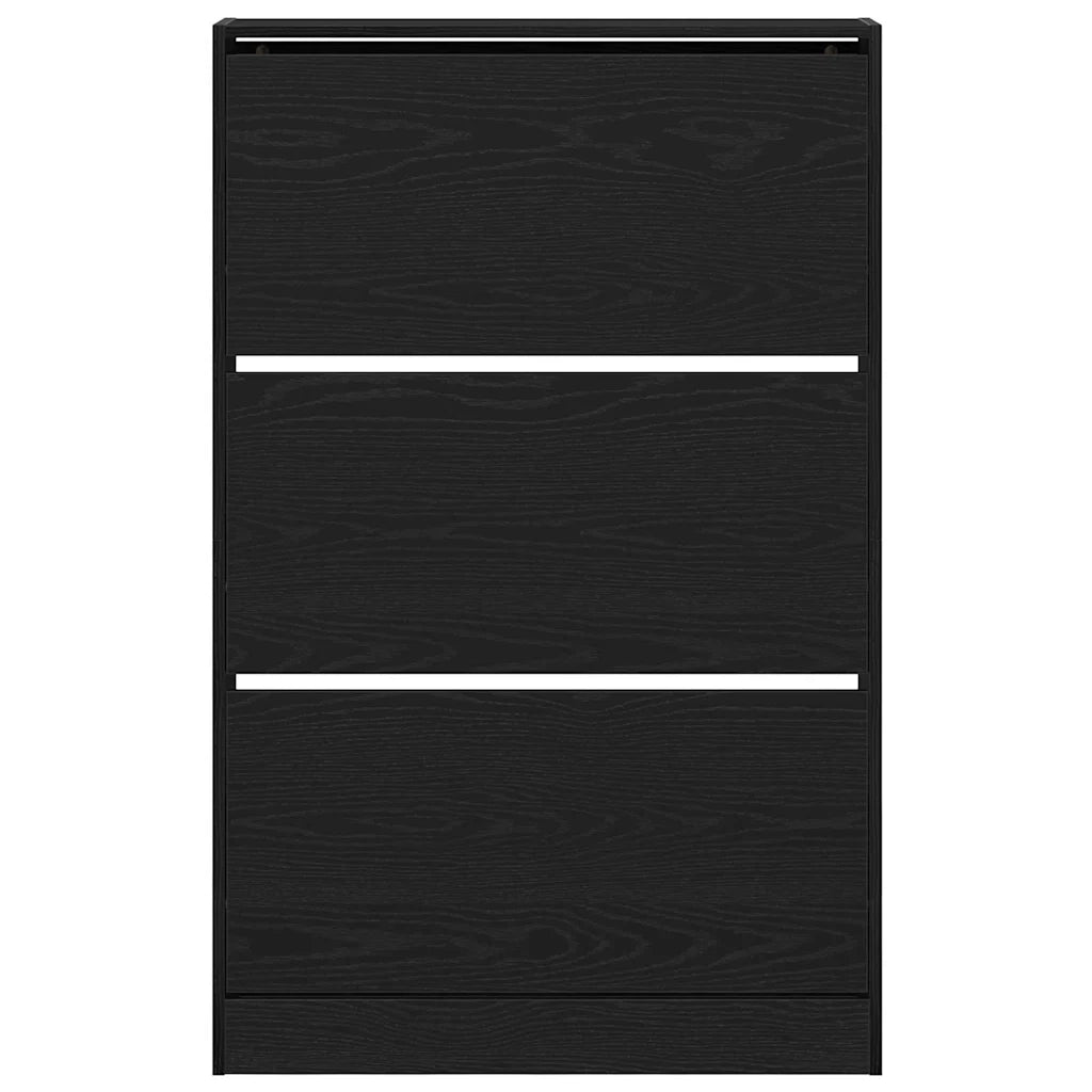 Mobile per scarpe con porta-Scarpiera Rovere Nero 80 x 21 x 125,5 cm