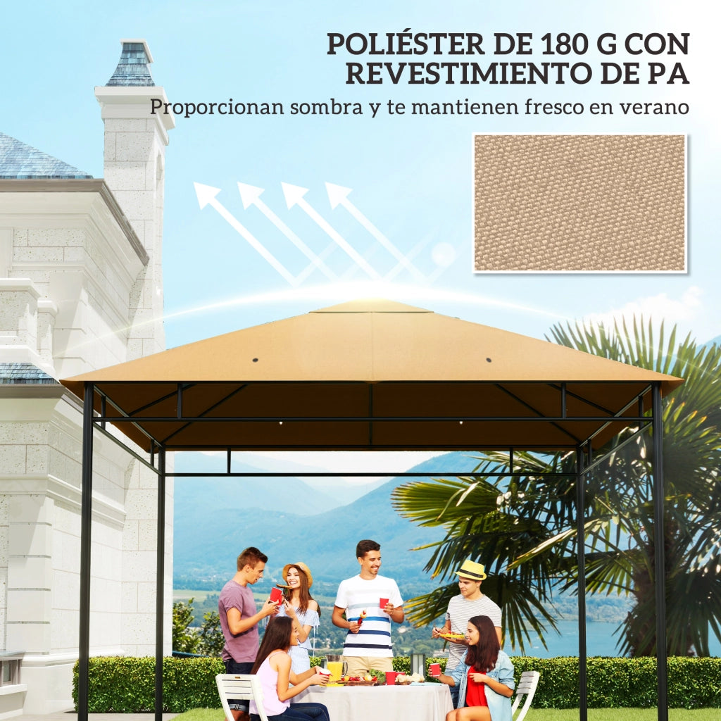 Telo di Ricambio per Gazebo da Giardino ¨C Xylo ¨C 300x300 cm Beige con 8 Fori Drenaggio
