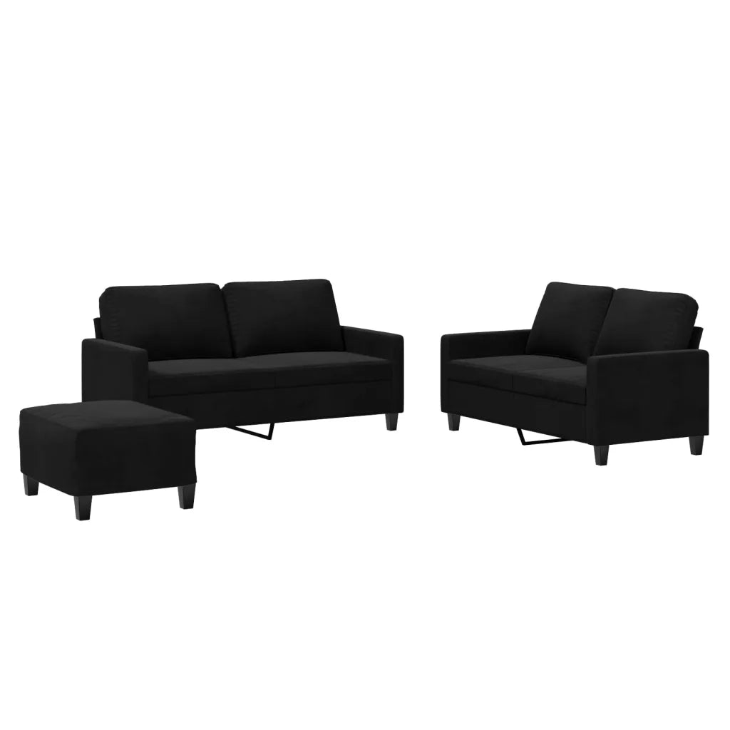 Set di Divani 3 pz con Cuscini Nero in Velluto 3201511