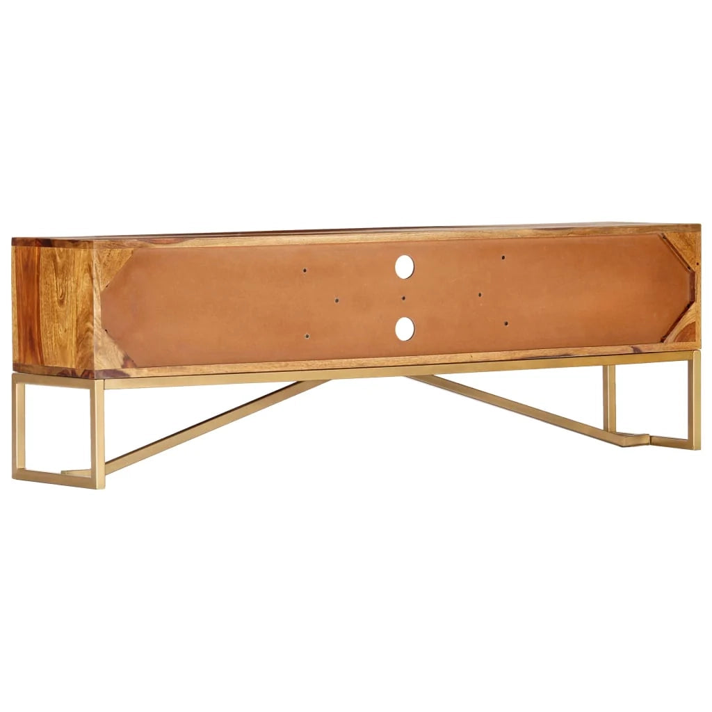 Mobile porta TV multimediale mensola per TV credenza per TV per sala da pranzo soggiorno camera da letto 140 x 30 x 45 cm legno massello di sheesham marrone 02_0025914