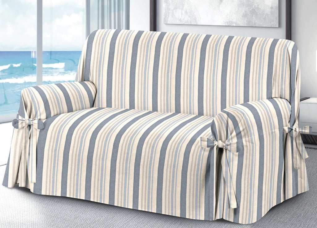 Copridivano Fodera Telo Protezione Divano Con Laccetti Fiocco Varie Fantasie - 2 Posti - Riv Blu