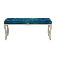 Panca Misty in Velluto Blu 110x36x47 h cm in Legno Blu