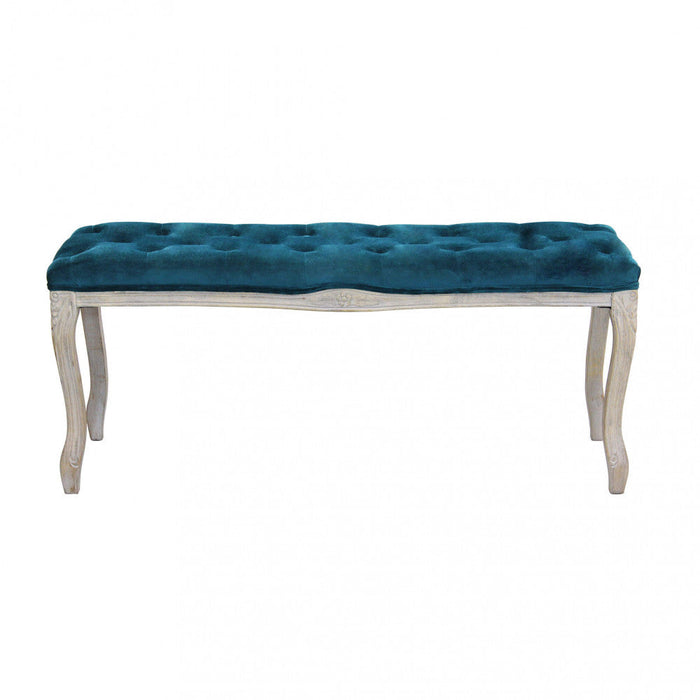 Panca Misty in Velluto Blu 110x36x47 h cm in Legno Blu