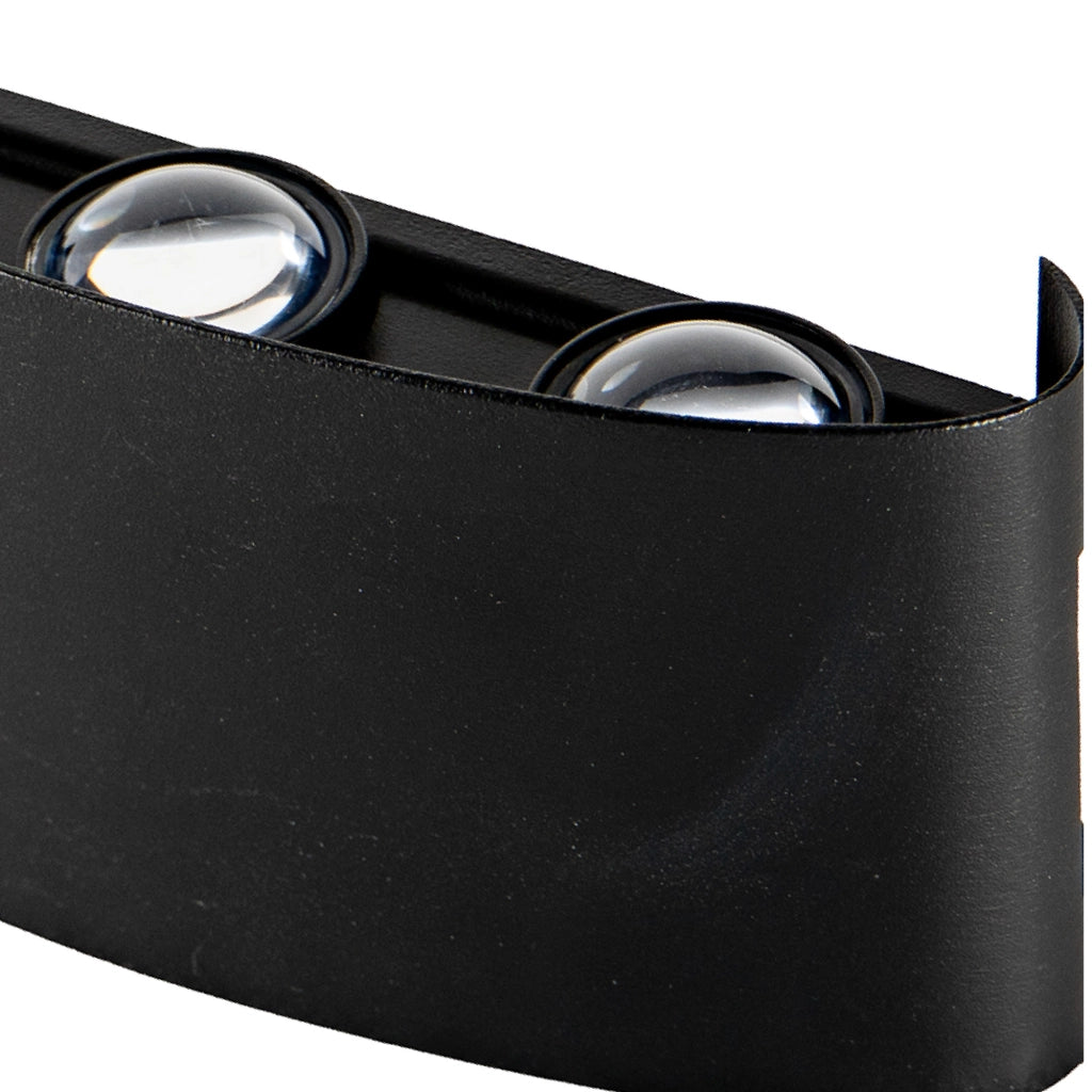 Set 2 Pezzi Applique LED da Parete 6 LED Design Mezzaluna IP65 Interno/Esterno Luce Naturale o Fredda Nero o Bianco Luce Fredda - Nero