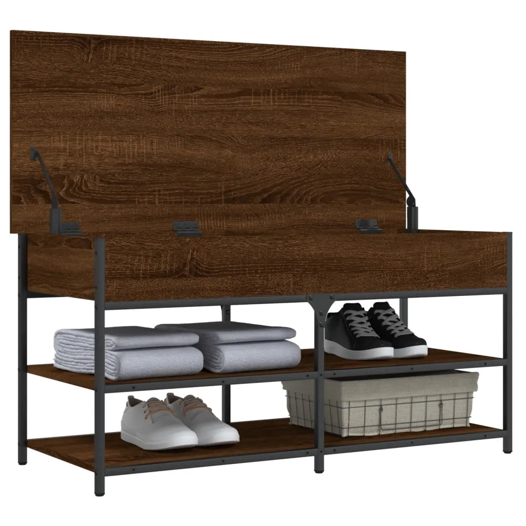 Panca Porta Scarpe-Sgabello-Panca Scarpiera Rovere Marrone 100x42,5x50 Legno Multistrato