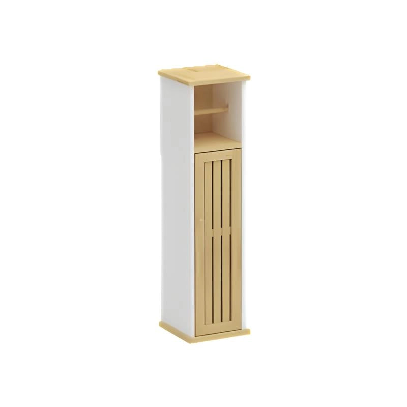 MOBILE PORTA ROTOLO IN LEGNO BIANCO CON ANTA IN BAMBOO DIMENSIONI 18X18X75 CM