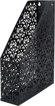 Bureau metallico con contenitore per archiviazione di documenti A4, riviste, cartelle e archivio, nero, organizzato e praticoOrganizer con contenitori per riviste, document holder
