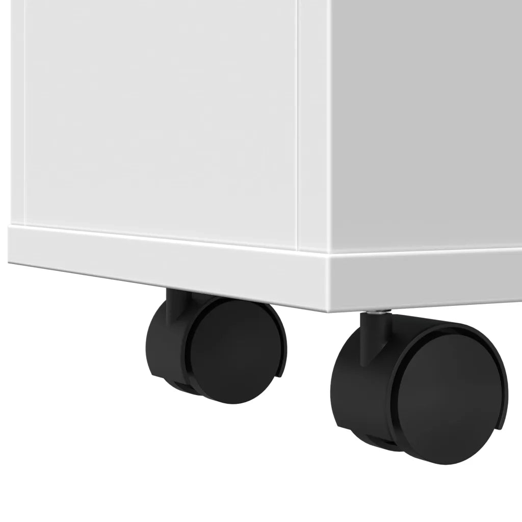 Mobile da Bagno | Armadio da bagno Stretto con Ruote Bianco in Truciolato