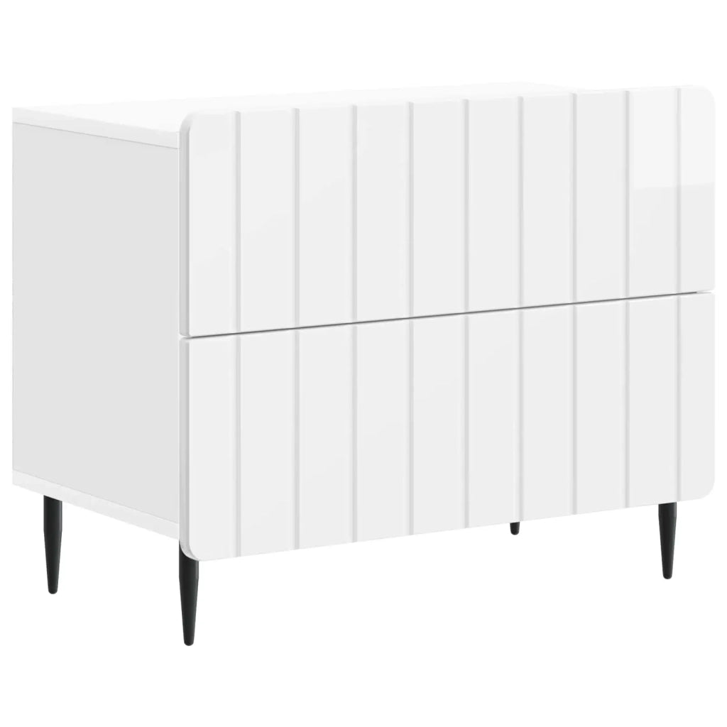 Armadio da Notte con cassetto Bianco Lucido 62 x 34,5 x 49,5 cm 894319