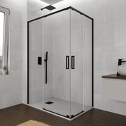 Box doccia angolare TWENTY apertura al vertice 95x70 cm (90-95/65-70) nero opaco vetro trasparente