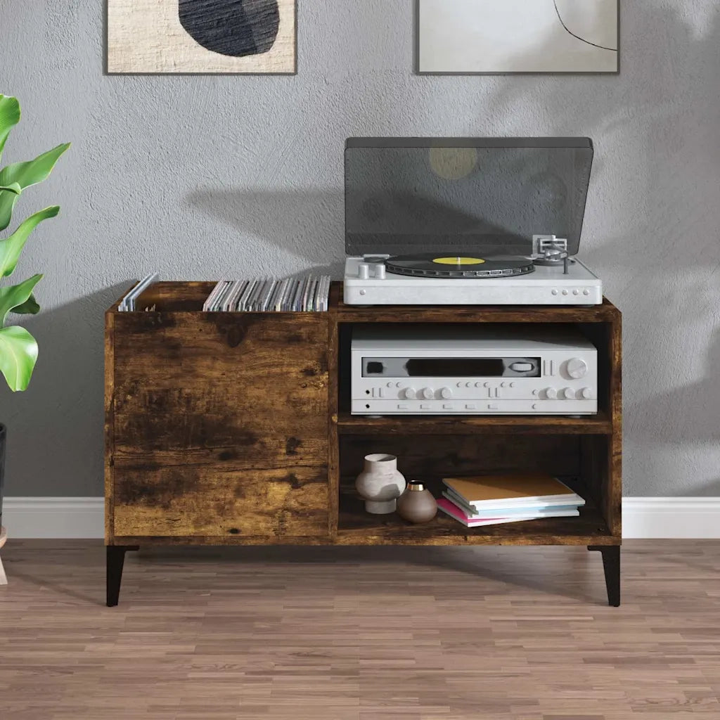 Mobile Porta Dischi Rovere Fumo 84,5x38x48 cm Legno Multistrato CFW8241140