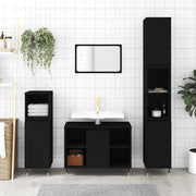 Mobile da Bagno Nero 80x33x60 cm in Legno Multistrato 831621