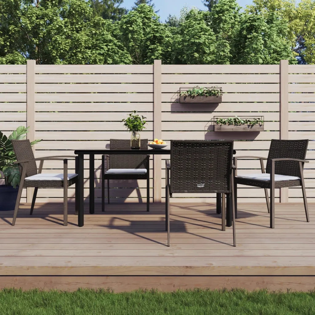Set Pranzo da Giardino 5pz con Cuscini in Polyrattan e Acciaio 3186993