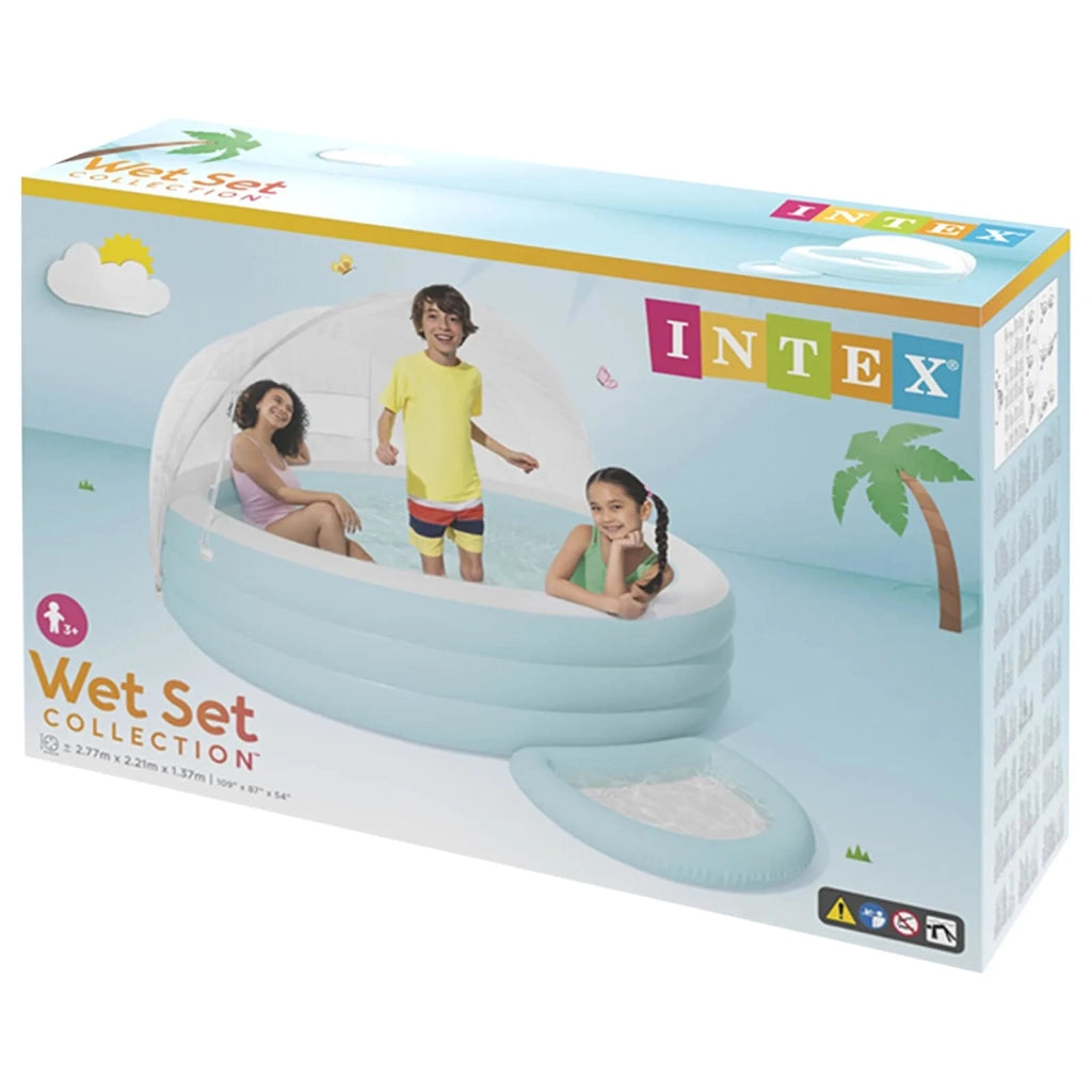 INTEX Float Lounge da Piscina con Tenda Azzurro Chiaro e Bianco PVC 42035613