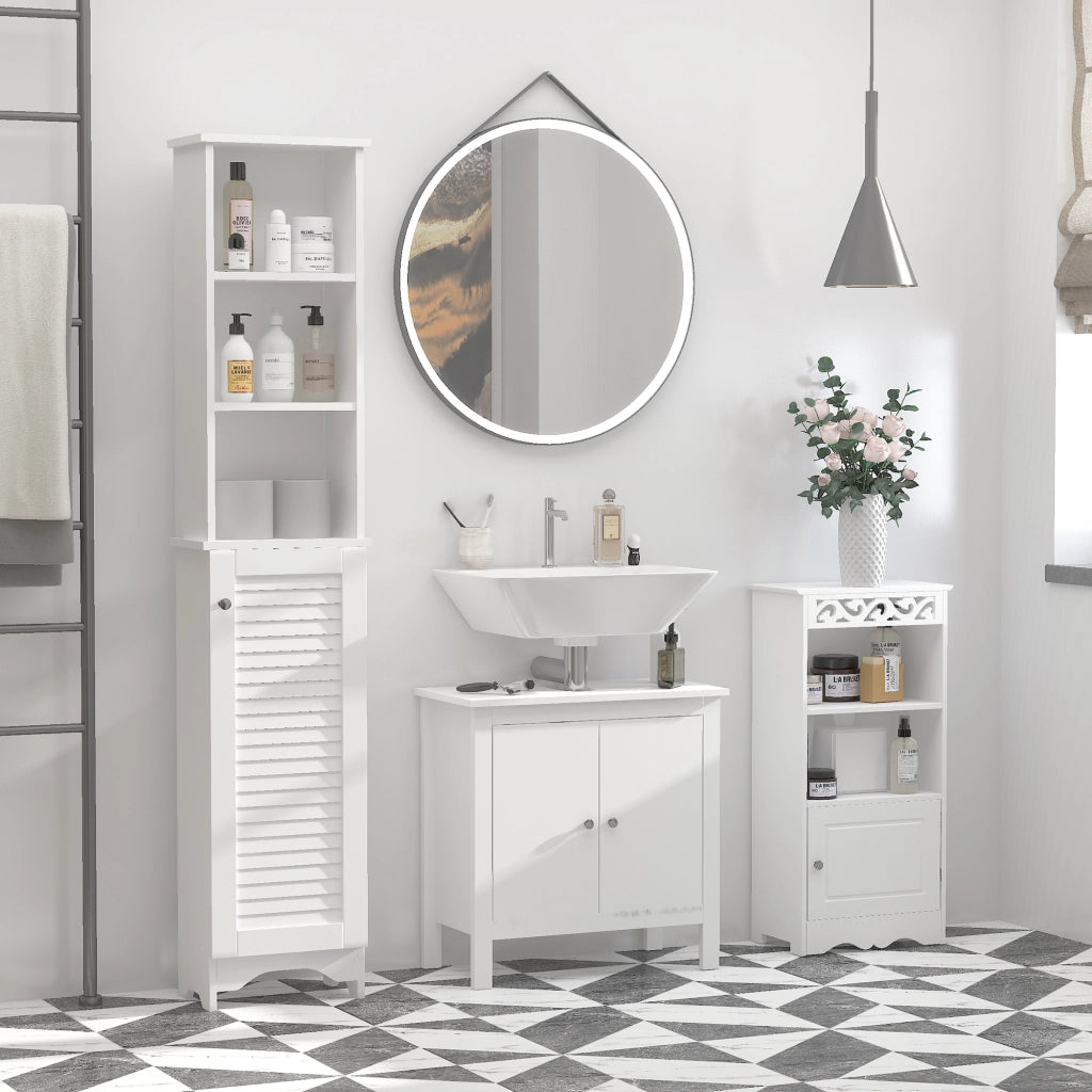 Armadietto Bagno Colonne 3 Ante ¨C zephmum ¨C Bianco MDF 80x30x180