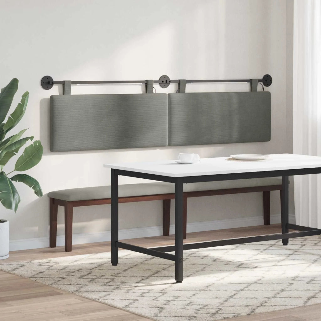 Testiera sospesa Con luce LED Grigio Chiaro Tessuto in Cords 3424335
