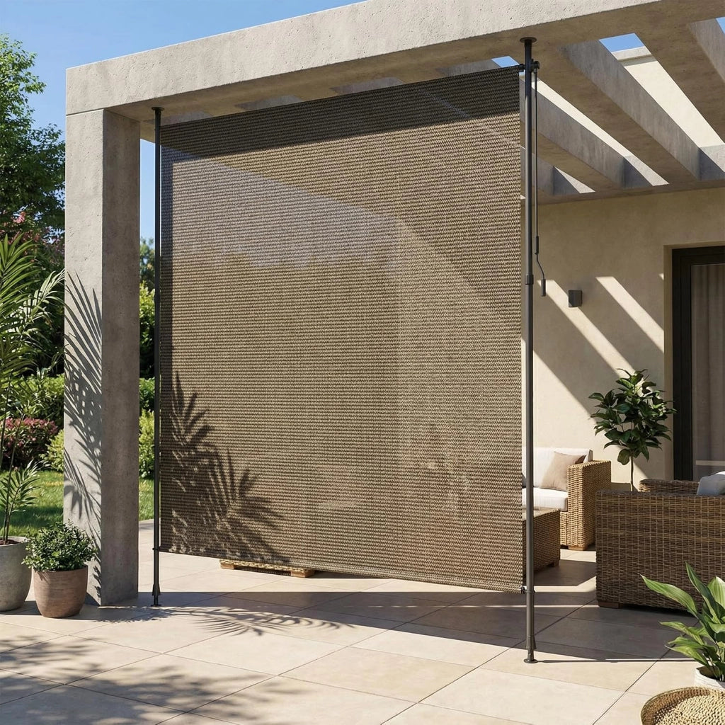 Tenda Verticale HDPE 200×310 cm Grigio, Tenda a Pinza Estensibile, Senza Forare, Privacy, Protezione Solare UV, Antivento, Resistente Alle Intemperie - per Balcone, Giardino, Terrazza