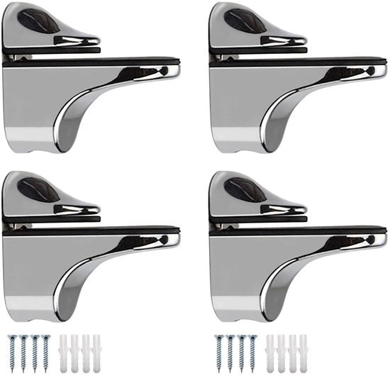 Set di 4 Beugoli per Pannelli in Acciaio Inox - Montaggio a Parete - Universale per Legno/Vetro (5-22mm) - Robusto e Duraturo