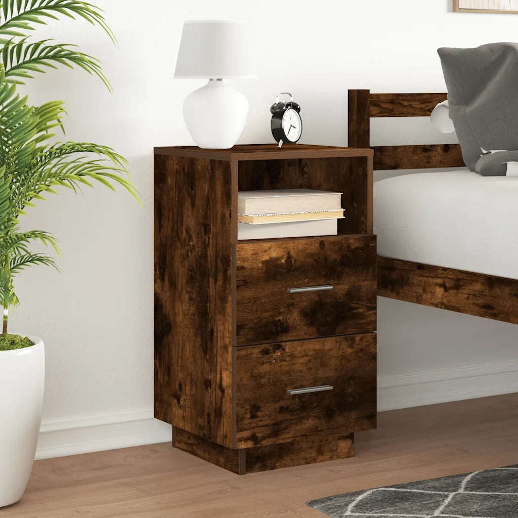 Comodino con 2 Cassetti Rovere Fumo 36x36x68 cm 858586