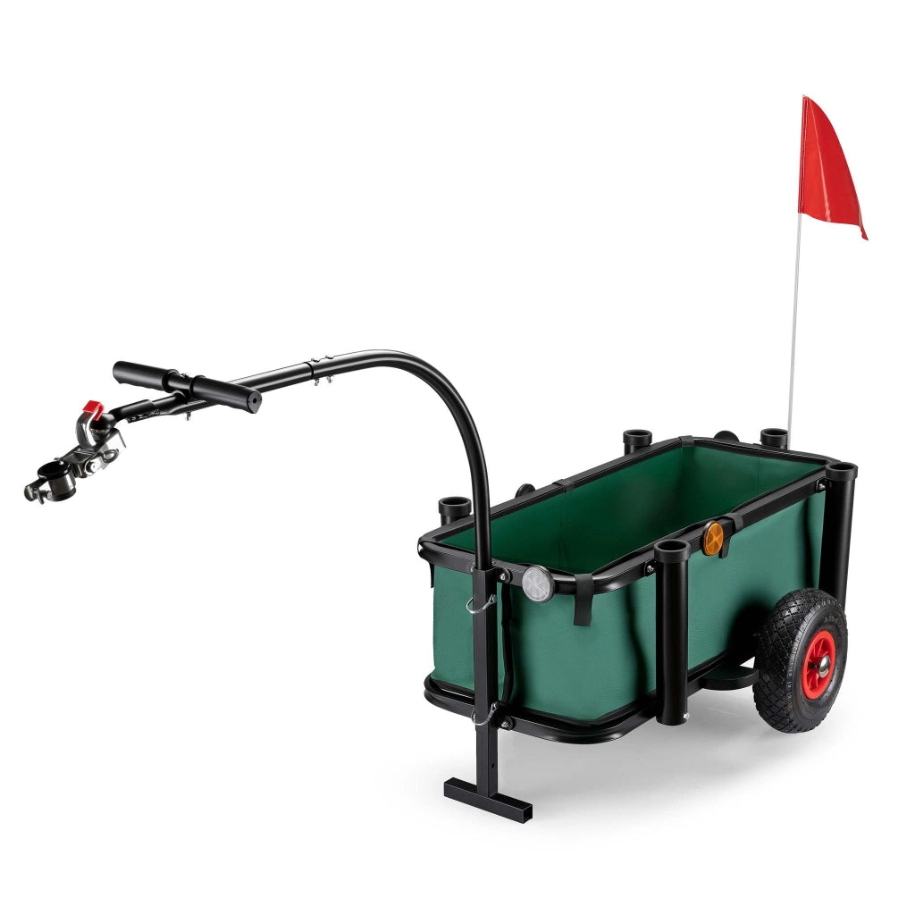 Carrello da pesca con portata fino a 50 kg, carrello a mano in acciaio con pneumatici, carrello da campeggio, rimorchio per bici