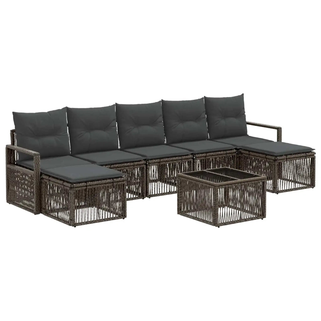 Set Divano da Giardino 8 pcs Grigio polyrattan 3435800