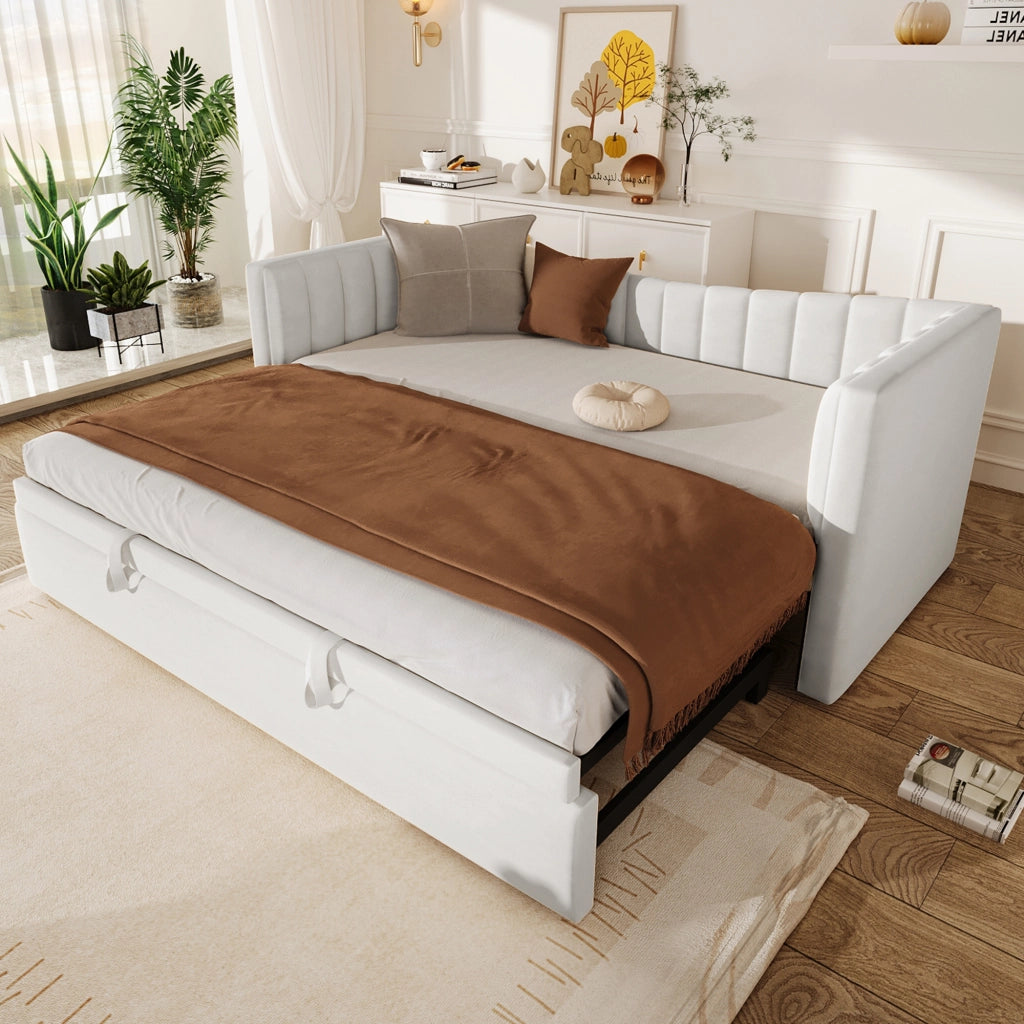 Polsterbett mit Ziehbett Samt 90x200 cm