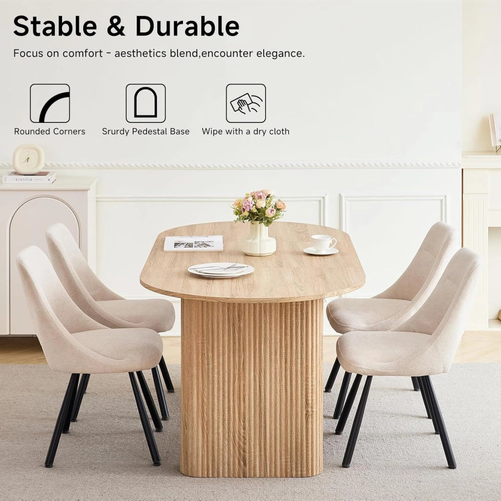 GrandCA HOME Tavolo da Pranzo Ovale in Legno, Tavolo da Cucina Moderno da 180 CM, Ampia Scrivania in MDF per 6-8 Persone (Marrone Chiaro)