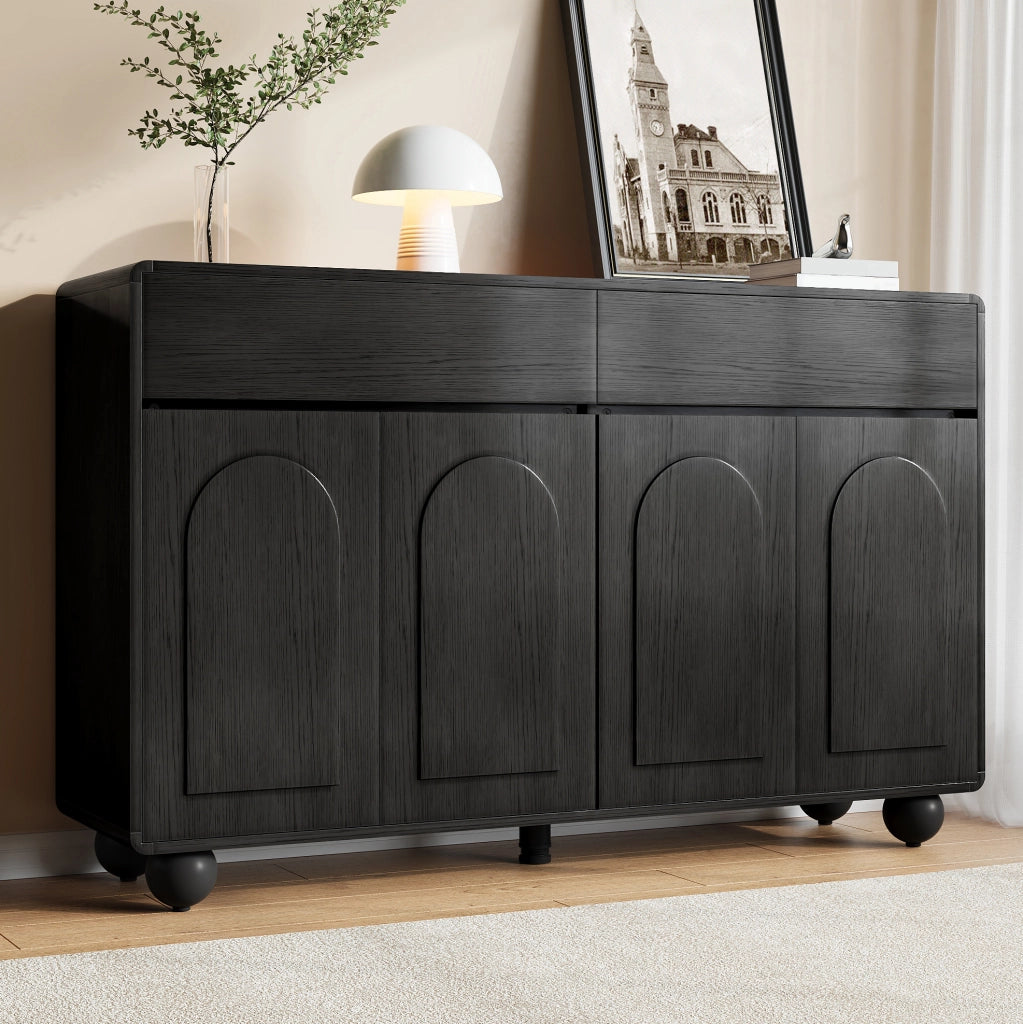 Credenza nera 140 cm con 2 cassetti e 4 ante