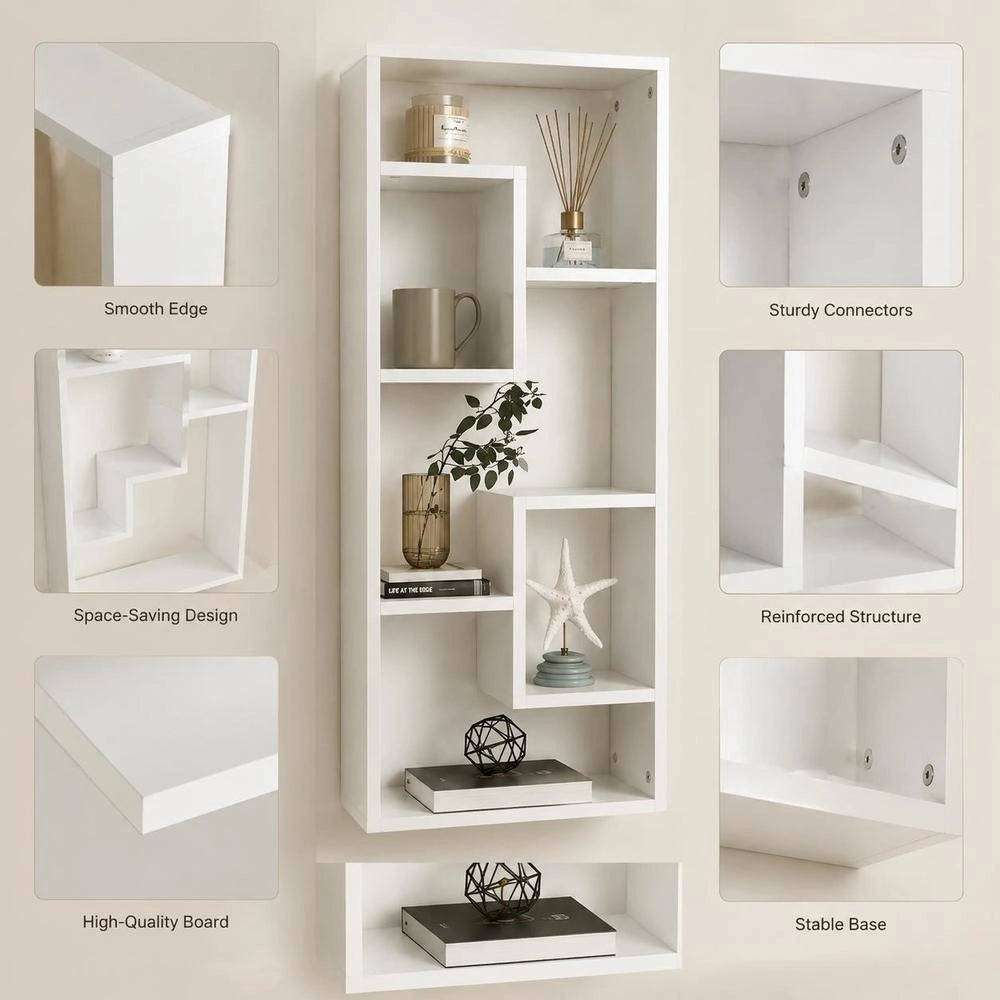 Wall Shelf White 36x16x90 Cm Wood Composite