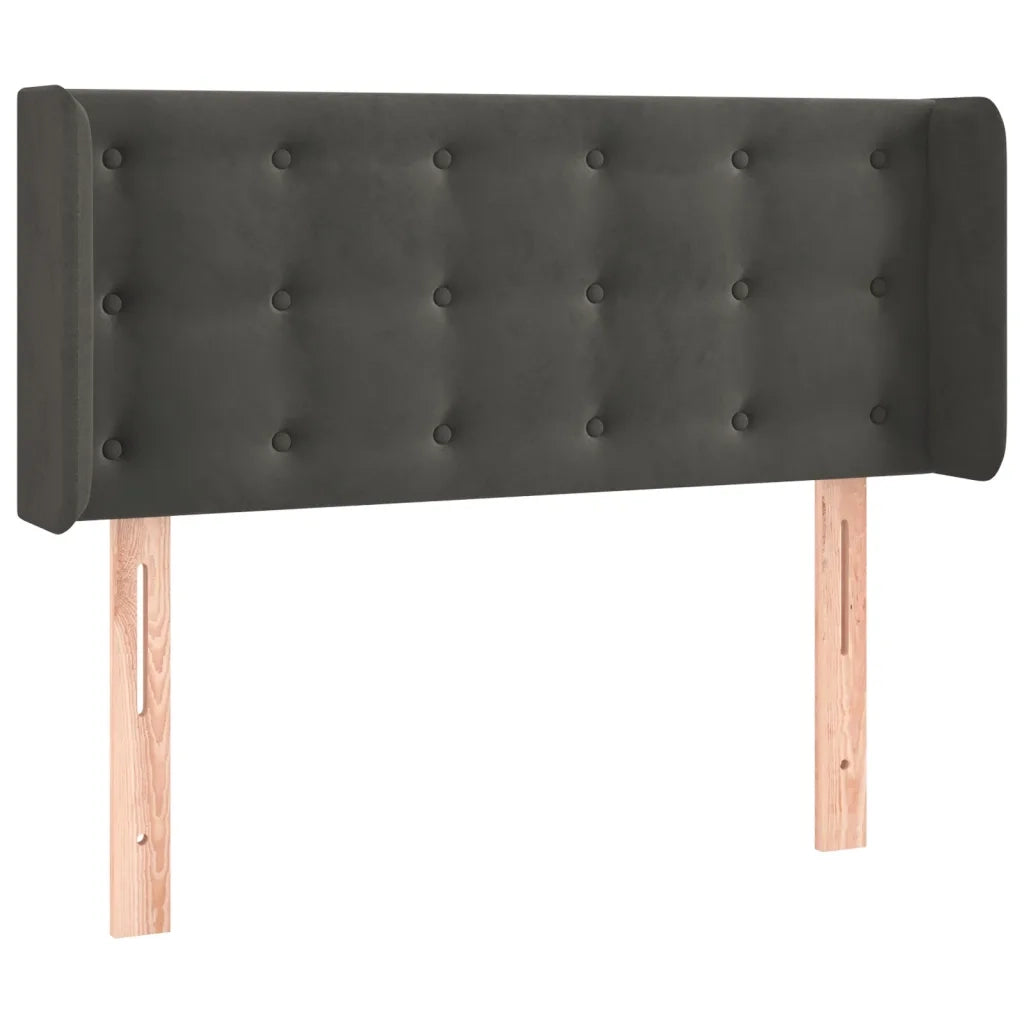 Testiera ad Orecchio Grigio Scuro 93x16x78/88 cm in Velluto