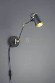EDWARD APPLIQUE DIFFUSORE ORIENTABILE METALLO NERO OPACO E INTERNO ORO 1 LUCE ATTACCO E14