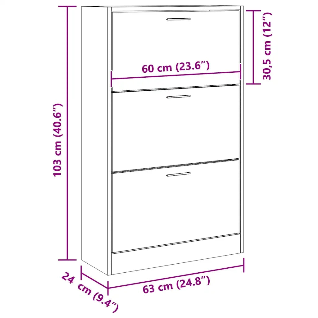 Scarpiera-Scaffale per scarpe Bianca 63x24x103 cm in Legno Multistrato
