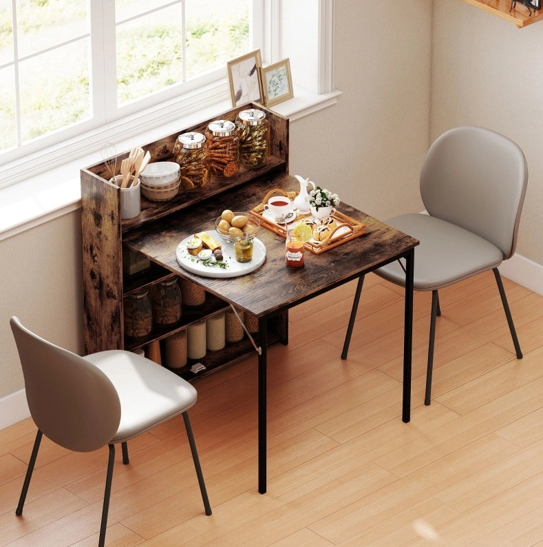 Tavolo pieghevole con 3 ripiani 80x90x93 cm marrone rustico