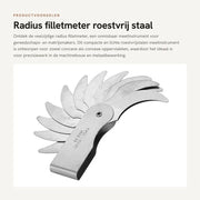 Filletmetro in Acciaio Inossidabile - Strumento di Misura Portatile - Convessità/Concavità - Intervallo di Misura R0.3-100MM - Scala di Divisione - Durevole e Resistenente all'Ossidazione - Radiometro