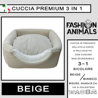 Cuccia Premium per cani e gatti - Letto morbido e confortevole - Base antiscivolo - Resistente e Facile da lavare (3 in 1-Beige)