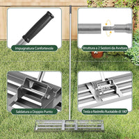 Rastrello Livellatore per Prato, Attrezzo per la Livellatura del Prato con Manico Ergonomico, Livellatrice per Giardino, Cortile, Campo da Golf, Fattoria e Pascolo (Argento 91 x 25 cm)