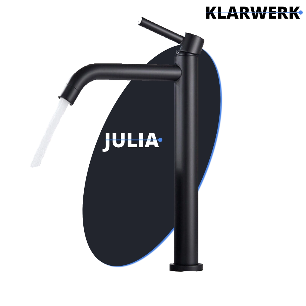 Giulia | Hotel Gastro Rubinetto da bagno alto nero opaco |. Rubinetto premium in acciaio inossidabile per lavelli alti |. Rubinetto ad alta pressione