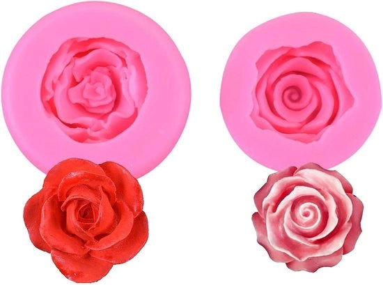 Mallen in silicone per 3D rose - Fondant, hars, decorazione per torte - Cottura, cioccolato, caramelle artigianali (rosa)