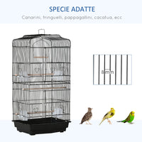 Voliera Gabbia per Uccelli 46,5x35,5x92 cm in Metallo e Plastica Nero