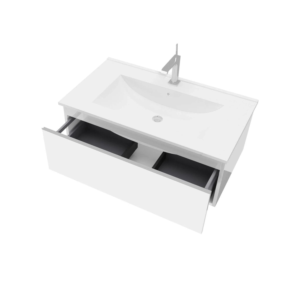 Mobile bagno sospeso da 81cm bianco lucido