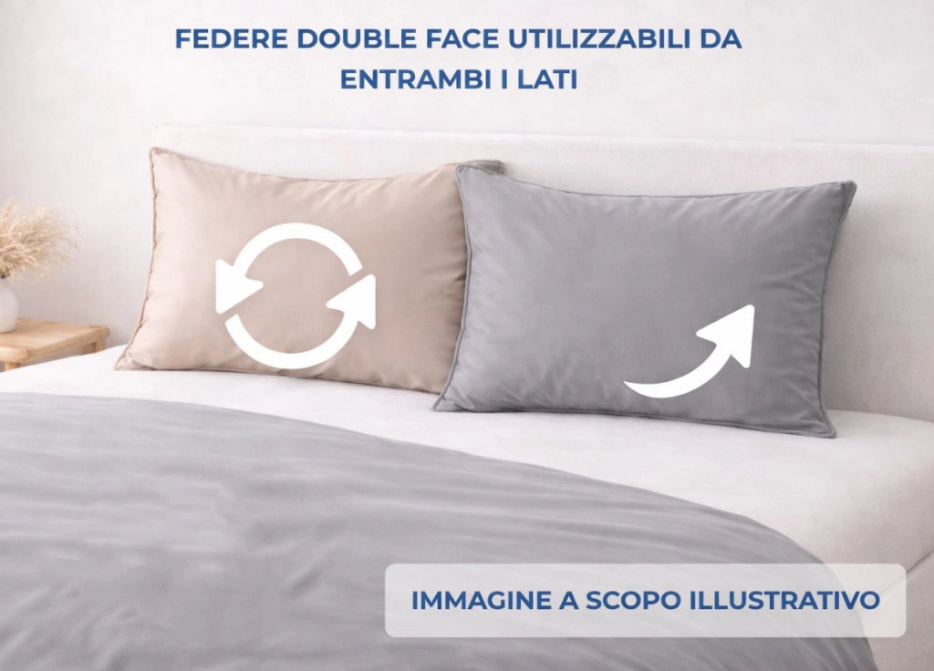 Completo Lenzuola Bicolor Estate Inverno In 100% Cotone Tinta Unita Amici - Piazza E Mezza - Rosso