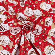 Tessuto di cotone 1,1 metro - Rosso scuro - Disegno a ombre - Stampato di fiori - Per cucire - Per patchwork - Per tovaglie da tavolo