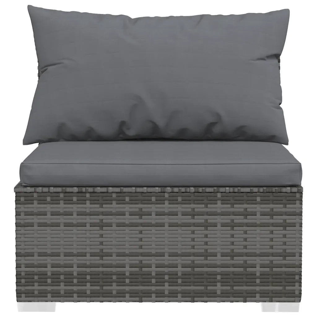Set Divani da Giardino 5 pz con Cuscini in Polyrattan Grigio 3102189