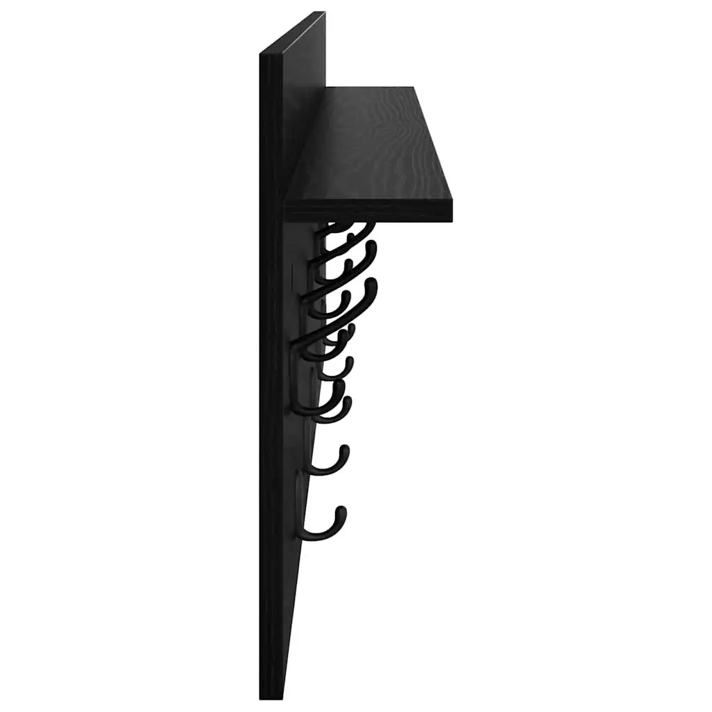 Appendiabiti a muro A parete Rovere Nero 100 x 40 x 12 cm 874444